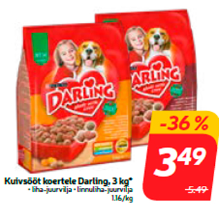 Allahindlus - Kuivsööt koertele Darling, 3 kg*