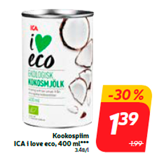 Скидка - Кокосовое молоко ICA i love eco, 400 мл ***