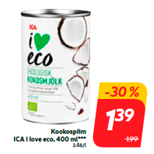 Allahindlus - Kookospiim ICA i love eco, 400 ml***