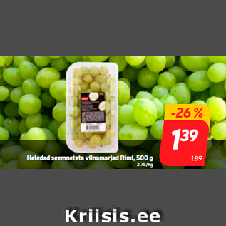 Allahindlus - Heledad seemneteta viinamarjad Rimi, 500 g