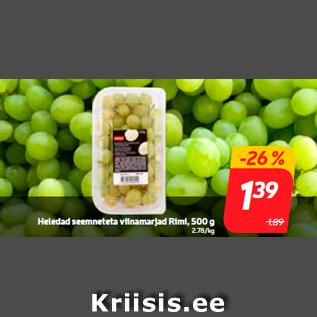 Allahindlus - Heledad seemneteta viinamarjad Rimi, 500 g