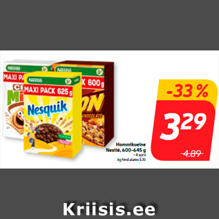 Allahindlus - Hommikueine Nestlé, 600-645 g