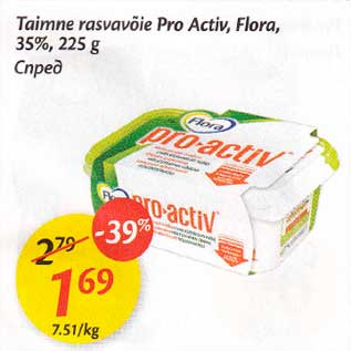 Allahindlus - Таimпе rasvavõie Pro Aсtiv, Flora,35%,225 g