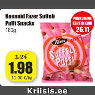 Allahindlus - Kommid Fazer Suffeli Puffi Snacks 180 g