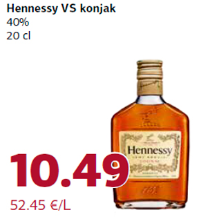 Allahindlus - Hennessy VS konjak 40% 20 cl