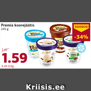 Allahindlus - Premia koorejäätis 245 g