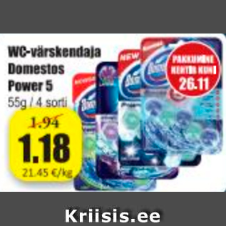 Allahindlus - WC-värskendaja Domestos Power 5