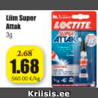 Allahindlus - Liim Super Attak 3 g