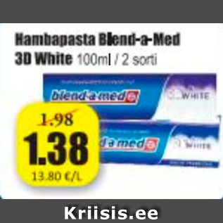 Allahindlus - Hambapasta Blend-a-Med 3D White