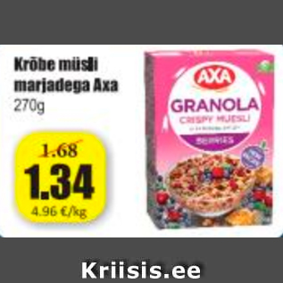 Allahindlus - Krõbe müsli marjadega Axa 270 g