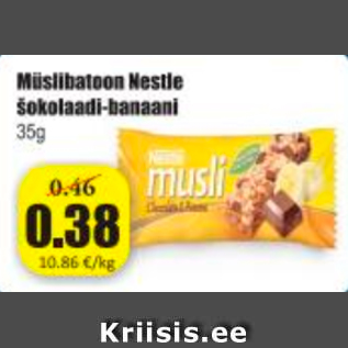 Allahindlus - Müslibatoon Nestle šokolaadi-banaani 35 g