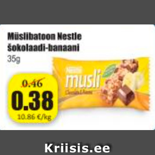 Скидка - Батончик мюсли Nestle шоколадно-банановый 35 г