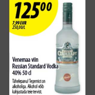 Allahindlus - Venemaa viin Russian Standard Vodka