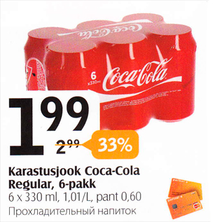 Allahindlus - Karastusjook Coca-Cola regular, 6-pakk