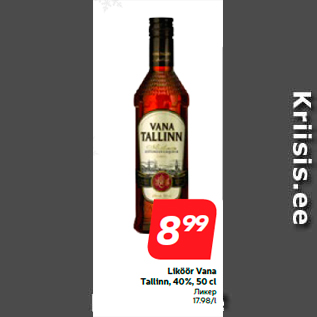 Allahindlus - Liköör Vana Tallinn, 40%, 50 cl