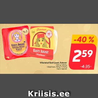 Allahindlus - Viilutatud Eesti juust, Estover