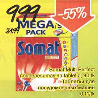 Allahindlus - Somat Multi Perfect nõudepesumasina tabletid, 90tk