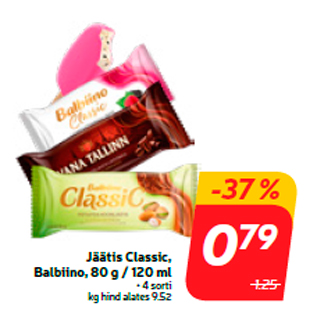 Allahindlus - Jäätis Classic, Balbiino, 80 g / 120 ml