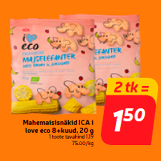 Allahindlus - Mahemaisisnäkid ICA i love eco 8+kuud, 20 g