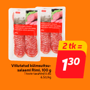 Allahindlus - Viilutatud külmsuitsusalaami Rimi, 100 g