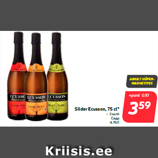 Allahindlus - Siider Ecusson, 75 cl*