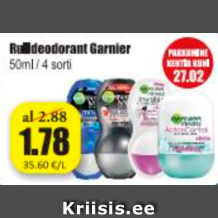 Allahindlus - Rulldeodorant Garnier