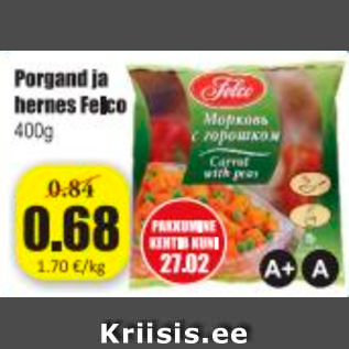 Allahindlus - Porgand ja hernes Felco 400 g