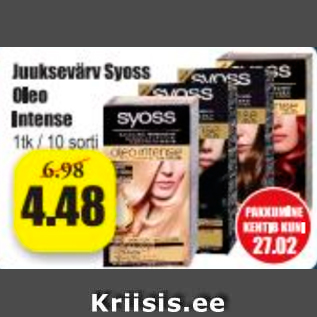 Allahindlus - Juuksevärv Syoss Oleo Intense