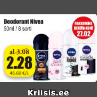 Allahindlus - Deodorant Nivea