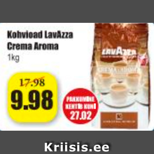 Allahindlus - Kohvioad LavAzza Crema Aroma 1 kg