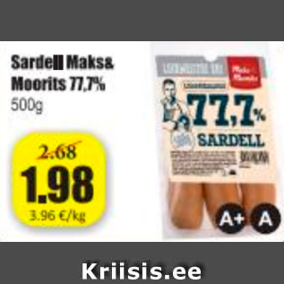 Allahindlus - Sardell Maks&Moorits 77,7%, 500 g