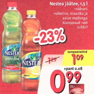 Allahindlus - Nestea jäätee, 1,5l *sidruni *roheline, maasika ja aaloe maitsega