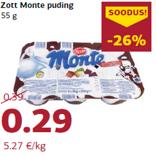 Allahindlus - Zott Monte puding 55 g