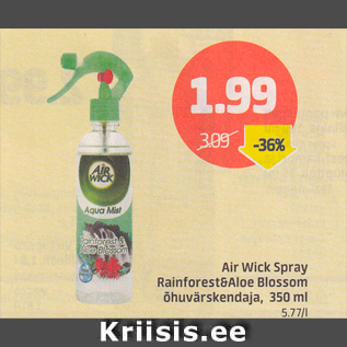 Allahindlus - Air Wick Spray Rainforest&Aloe Blossom õhuvärskendaja, 350 ml