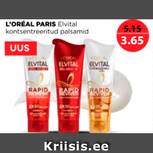 Allahindlus - L´OREAL PARIS Elvital kontsentreeritud palsamid