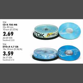 Allahindlus - TDK CD-R DVD+R