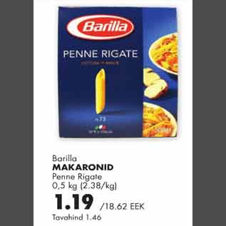 Allahindlus - Barilla makaronid Penne Rigate