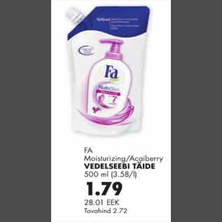 Allahindlus - Fa Moisturizing/Acaiberry vedelseebi täide