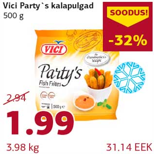 Allahindlus - Vici Party`s kalapulgad 500 g