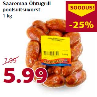 Allahindlus - Saaremaa Õhtugrill poolsuitsuvorst 1 kg