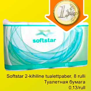Allahindlus - Softstar 2-kihiline tualettpaber, 8 rulli