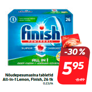 Скидка - Таблетки для посудомоечной машины All-in-1 Lemon, Finish, 26 шт.