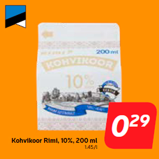 Скидка - Кофейные сливки Rimi, 10%, 200 мл