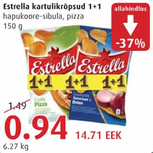 Allahindlus - Estrella kartulikrõpsud 1+1