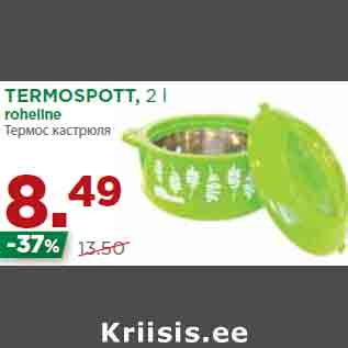Allahindlus - TERMOSPOTT, 2 l roheline