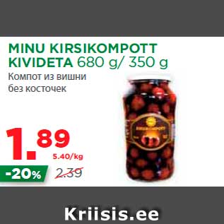 Скидка - Компот из вишни без косточек