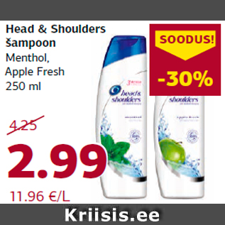 Allahindlus - Head & Shoulders šampoon