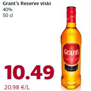 Allahindlus - Grant’s Reserve viski 40% 50 cl