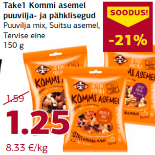 Allahindlus - Take1 Kommi asemel puuvilja- ja pähklisegud