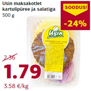 Allahindlus - Usin maksakotlet kartulipüree ja salatiga 500 g